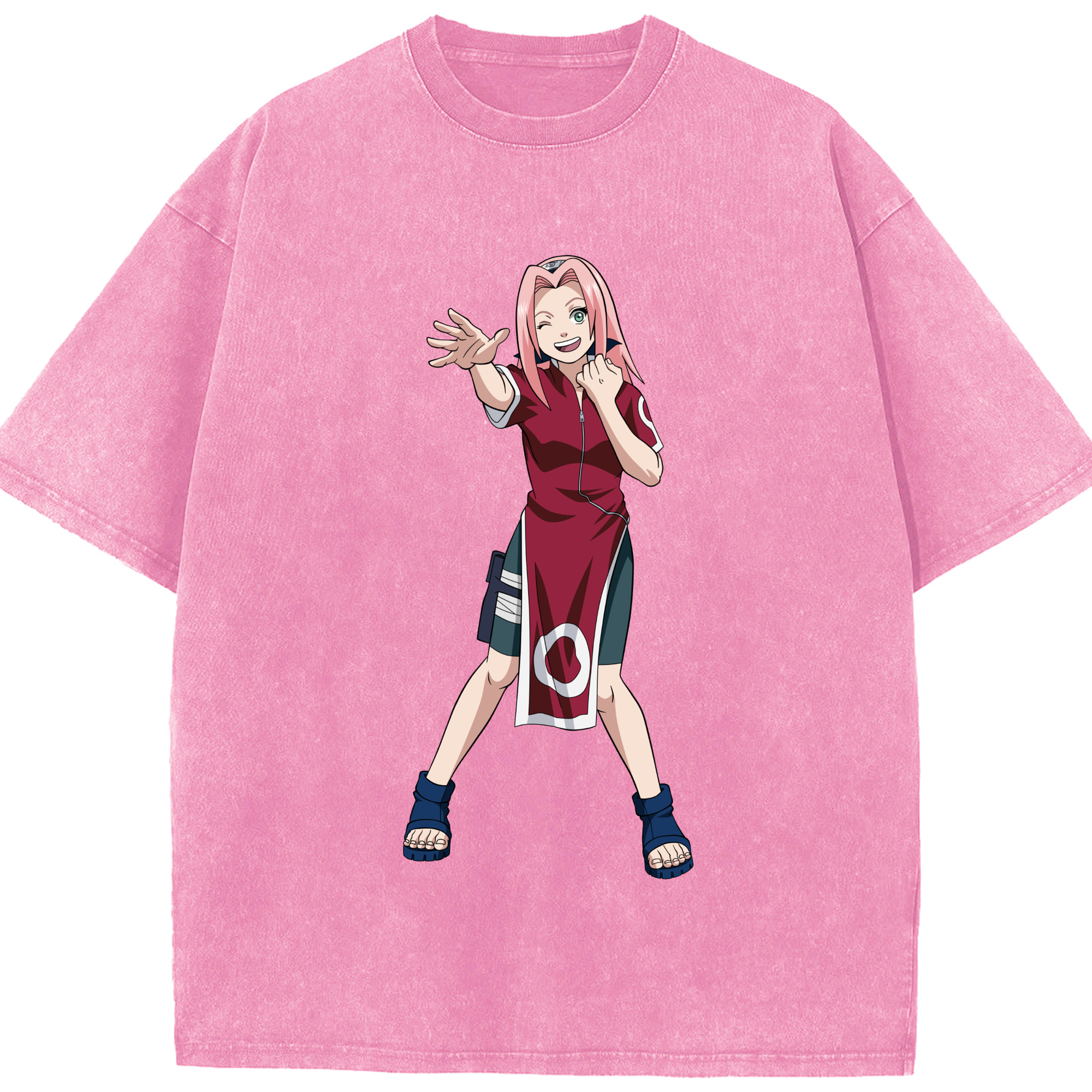 （画像用） NARUTO -ナルト- 春野サクラ Haruno Sakura 綿100% ヴィンテージ風 半袖Tシャツ（フロントプリント）